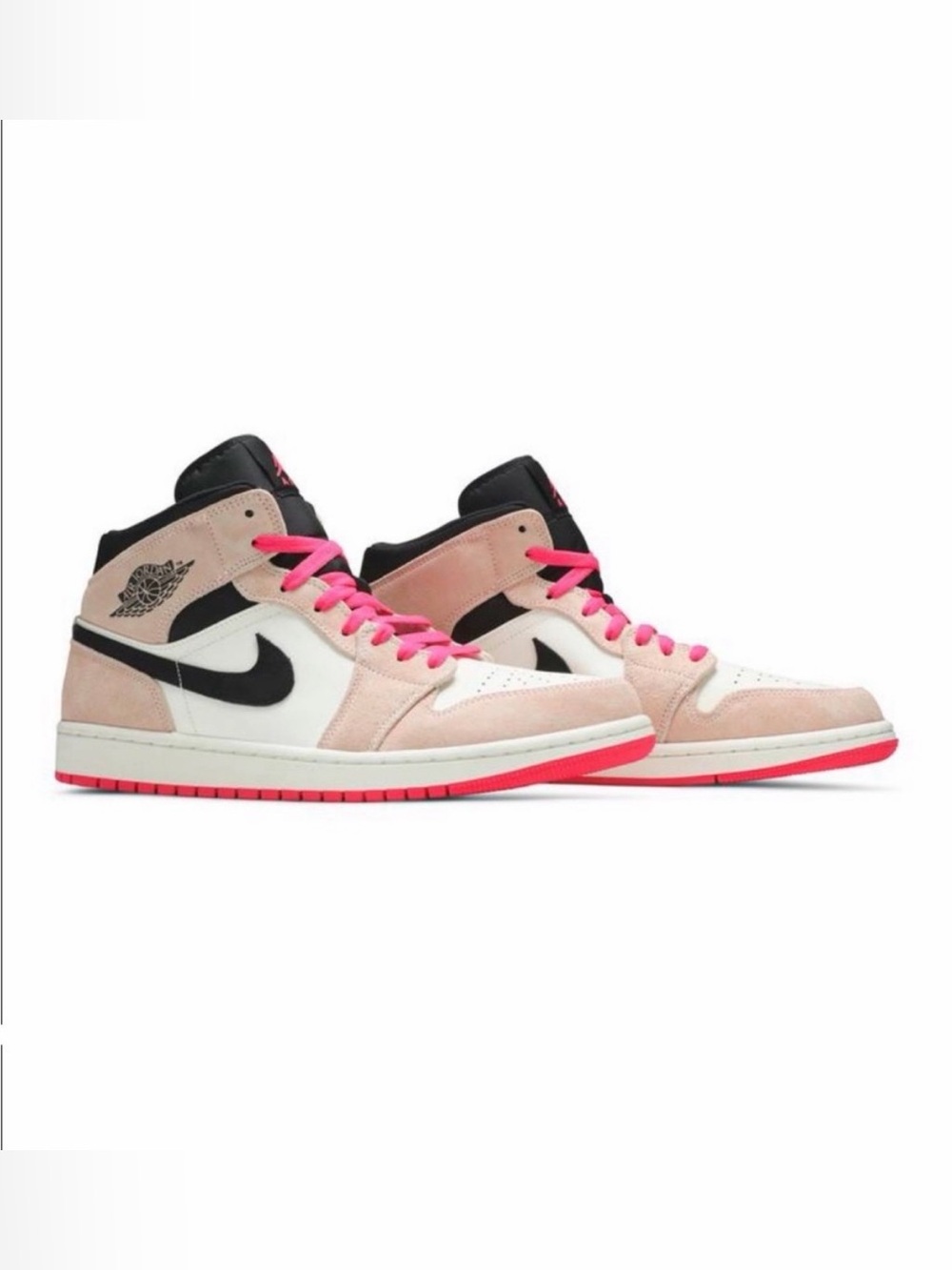 Nike Air Jordan 1 Mid SE Pink, White & Black with Red Outsole
